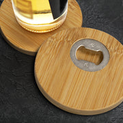 Bamboo Bottle Opener Coaster - Set of 2 - Round