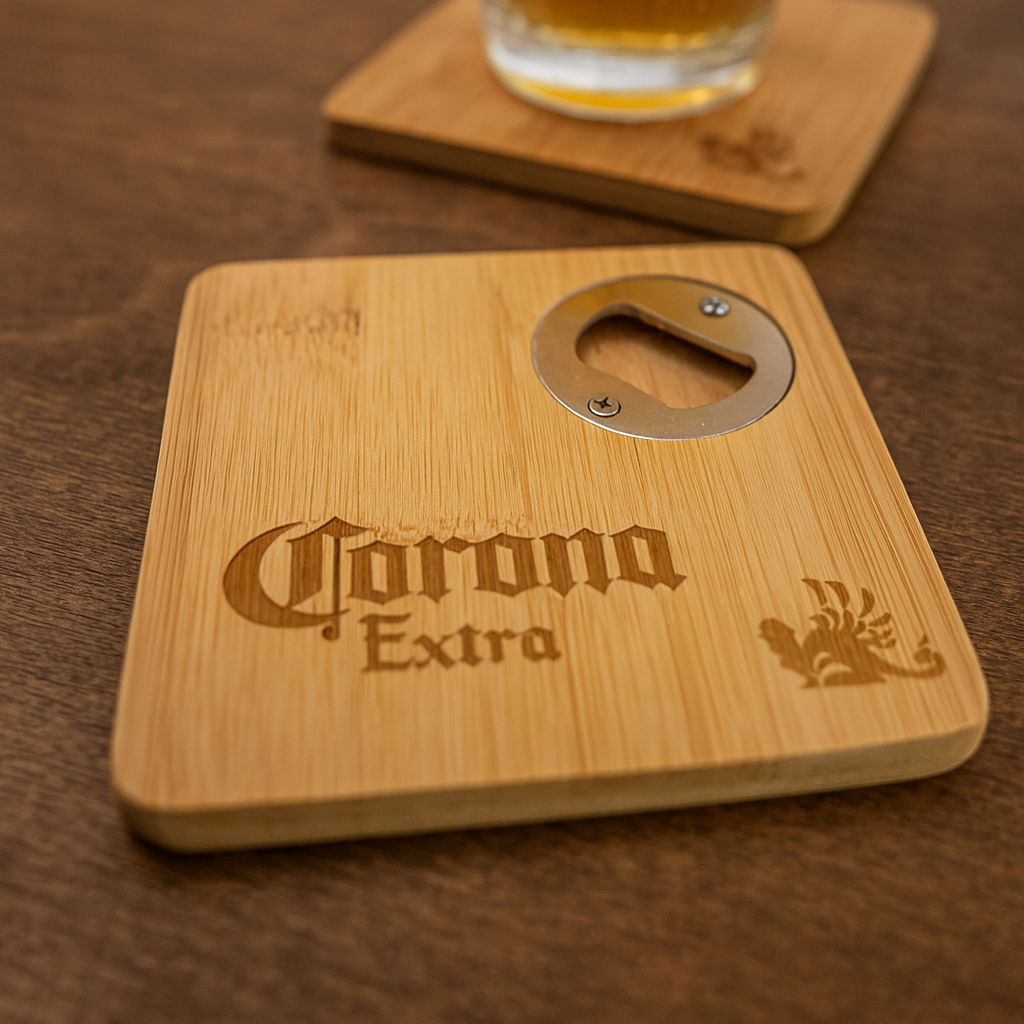Bamboo Coaster with opener