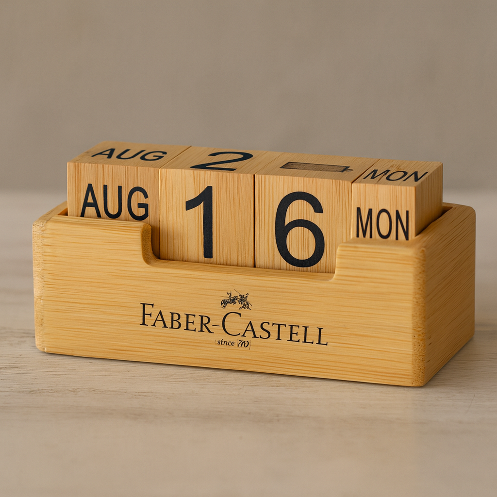 Bamboo block desktop calendar